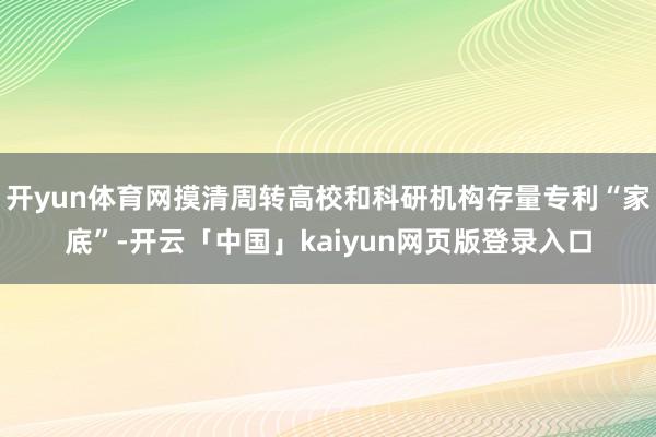开yun体育网摸清周转高校和科研机构存量专利“家底”-开云「中国」kaiyun网页版登录入口